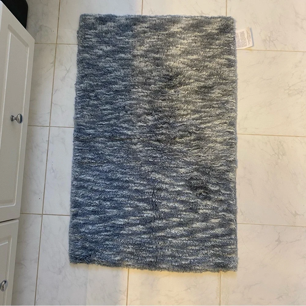Heather Blue Shag Bathroom Rug